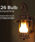 Large Rustic Lantern Outdoor Wall Sconce In Vintage Rust, Weatherproof 110V Lighting Fixture With Frosted Shade, UL Listed