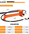 Heavy Duty Hydraulic Hand Pump Ram For Porta Power Pump 300 To 10000 PSI Range 2.3cc High Pressure Oil Output 13cc Low Pressure 900cc Oil Capacity 9.5kg Unit