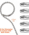 Stainless Steel Ball Chain Connectors For Window Blinds, 4.5mm Beaded Pull Cord Clips, 100 Pack showing size and design
