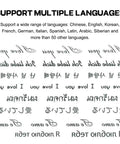 Document showing multiple languages supported features of the Personalized Digital Ribbon Printer For Crafters Print Custom Fabric Labels With Ease.