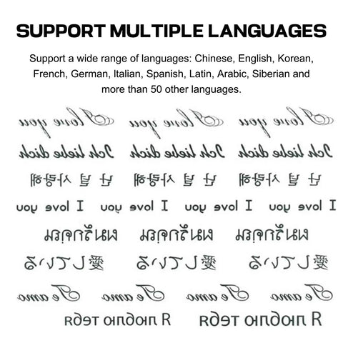 Document showing multiple languages supported features of the Personalized Digital Ribbon Printer For Crafters Print Custom Fabric Labels With Ease.
