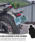 Built Tough Nylon License Plate Bolts And Screws With Nuts For Motorcycles Scooters Bikes 4 Piece Set mounted on motorcycle