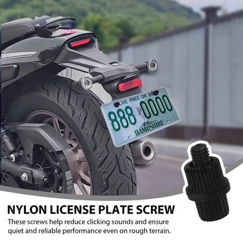 Built Tough Nylon License Plate Bolts And Screws With Nuts For Motorcycles Scooters Bikes 4 Piece Set mounted on motorcycle