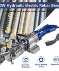 Heavy Duty Electric Hydraulic Rebar Bender Machine For Construction Use bends 4-16 mm steel bars, featuring a powerful 900W motor.