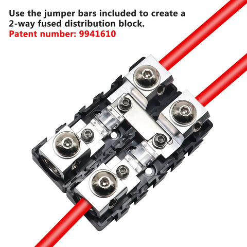 Built Tough Modular Inline Fuse Block Kit Featuring ANL To Mini ANL Holders For 1 0 2 4 Gauge Wires, showing 2-way fused distribution block.