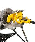 Reconditioned Heavy Duty Pipe Threading Machine With Foot Pedal And Quick Opening Die Head Handles Half Inch To Two Inch Pipe, shown from front angle.