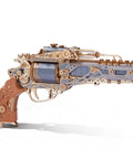 3D Wooden Puzzle Revolver Kit For Adults A Steampunk Mechanical Revolver DIY Assembly Project Unique Gift Idea For Gearheads Collectors And Makers Handcrafted Display Piece With Retro Futuristic Flair, wooden steampunk revolver model