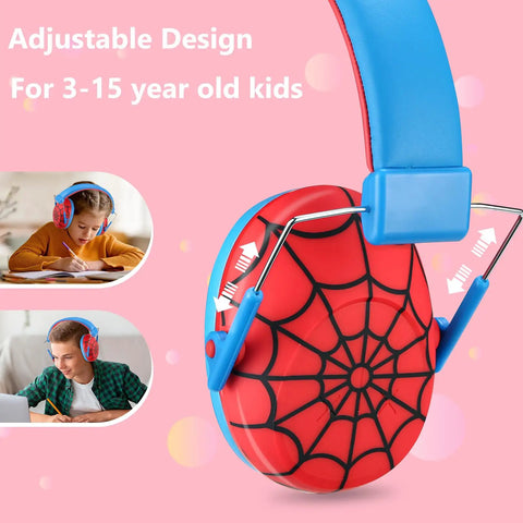 Kids Noise Canceling Headphones With Hearing Protection For Ages 3 To 15 Red Monster Jam Truck Style Earmuffs close-up view