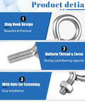Set Of 10 M3x8mm Stainless Steel Eye Bolts With Nuts For Hanging Or Securing Cables Heavy Duty Eyebolts For Lifts And Rigging Rust Resistant