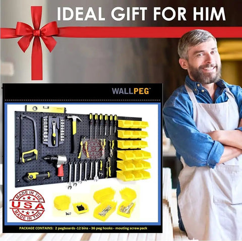Four Panel Pegboard Kit For Home Garage And Office 24x16 Inch Panels 64x24 Inch Mounted Wall Organizer Made In The United States