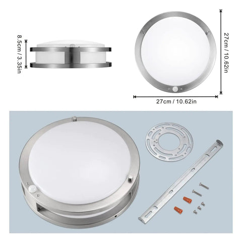 Motion Sensor LED Ceiling Light Flush Mount 20W 1980 Lumens 5000K Indoor Outdoor For Garage Laundry Porch Hallway Basement
