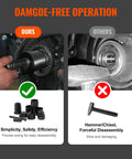Comparison of Front Wheel Drive Bearing Press Kit 23 Piece Bearing Puller Set with traditional hammer method for wheel bearing removal.