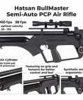 BullMaster 25 Cal PCP Air Rifle With Scope Bundle Includes 100 Paper Targets And 150 Pellets Hard Case Ready To Shoot