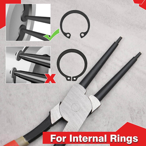 Heavy Duty 13 Inch Snap Ring Pliers Internal Circlip Pliers Straight Jaw 0.12 Inch Tip For Installing And Removing Retaining Rings