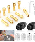 28 Piece Drill Chuck Collet Set For Dremel Rotary Tools 1/32 To 1/8 Inch with brass collets, keyless chucks, wrenches