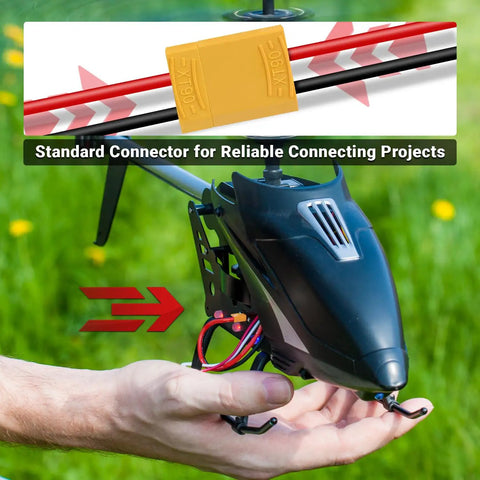 Rock Solid Xt90 Connector Plug Set Male And Female With Gold Plated Contacts High Temp Nylon For LiPo Batteries RC Drones FPV ESC shows installation on drone.