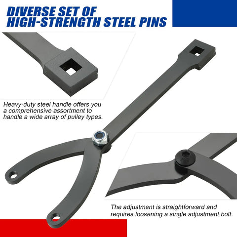 Variable Pin Spanner Wrench Set For Pulleys 15 Piece Go To Tool For Pulleys With Slots Or Holes Fits Camshaft And Crankshaft Pulleys And More Ready For Quick Adjustments In Tight Spaces., high-strength steel pins, adjustable pulley wrench