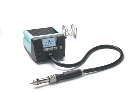 Powerful 900 Watt Hot Air Station With Clear LC Display And Adjustable Backlight, shown on white background with power bar graph visible.