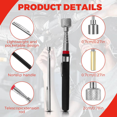 Three Pack Magnetic Pickup Tools Set With Extendable Telescopic Magnets One 1.5lb and One 15lb Reach Plus A Bendable 21.45 Inch Magnetic Pickup Tool Great For Auto Shop Home Garage Grabbing Nuts Bolts Screws And Debris