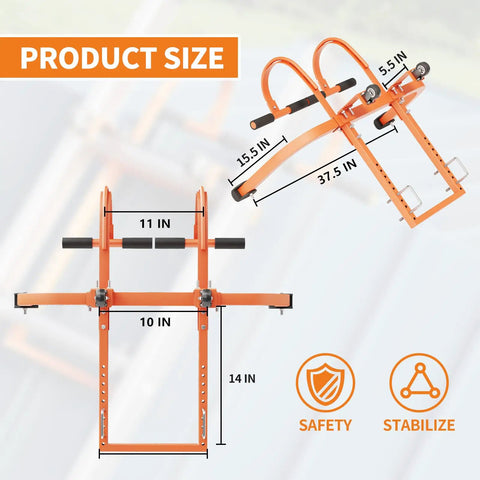 Diagram showing dimensions of Two In One Ladder Stabilizer For Roof Access With Horizontal And Vertical Ridge Extensions Rubber Grip