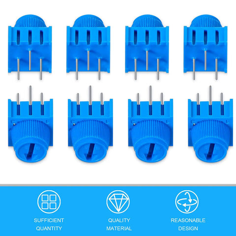 Blue 12 Pack 10K Trim Potentiometer Kit With Knobs For Breadboards And Prototyping Variable Resistors Trimmer Potentiometers Assortment For Arduino Projects, blue 10K trimmer potentiometers with metal pins
