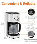 Programmable Coffeemaker With Carafe And Reusable Filter Stainless Steel 12 Cup Black Digital Clock Auto Brew Warming Plate