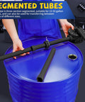 Heavy Duty 10 GPM Manual Drum Pump for Fast Liquid Transfer Across 15 To 55 Gallon Tanks with segmented tube assembly.