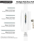 Budget Friendly Sliding Glass Door Handle Set With Mortise Lock And Key Cylinder For Replacement Fits 3-15/16 Inch Screw Hole Spacing Reversible Patio Door Hardware Die Cast White Finish with multiple screw options