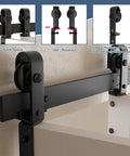 40 Inch Bifold Barn Door Hardware Kit For Two Doors With Heavy Duty Side Mounted Rollers For Smooth Sliding in close-up view