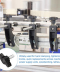 Heavy Duty M5 X 12mm Tee Wing Thumb Screws 6 Pack Carbon Steel displayed on machinery for quick adjustments and clamping.