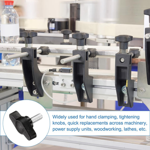 Heavy Duty M5 X 12mm Tee Wing Thumb Screws 6 Pack Carbon Steel displayed on machinery for quick adjustments and clamping.