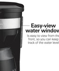 12 Cup Programmable Drip Coffee Maker With Auto Pause And Pour Glass Carafe Regular And Bold Brew Options Black With Stainless Accents showing easy-view water window.