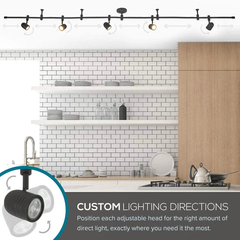 Oil Rubbed Bronze 96 Inch LED Flex Track Lighting Fixture With 5 Adjustable Heads Bulbs Included Customizable Ceiling Track