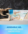 Ghost Of Kyiv Ukrainian Fighter 3D Puzzle Jet Model Kit With Movable Ailerons Wing Flaps And Tail Rudders Retractable Landing Gear MiG 29 Military Aircraft Replica Built For Builders And Collectors Who Dig Real Jet Details. Wooden 1:72 model and box