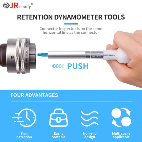 HT250-5 Connector Inspection Tool Kit With Socket And Pin Tips Pro Grade At Home Electrical Tester For Automotive Connectors Terminals And Retention Tests Includes 3 Pairs Of Sockets And Pins, aluminum tool in use