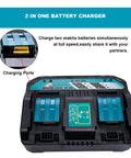 Twin Ports Battery Charger DC18RD for 14.4V to 18V LXT Lithium Ion Batteries with dual charging ports detail view