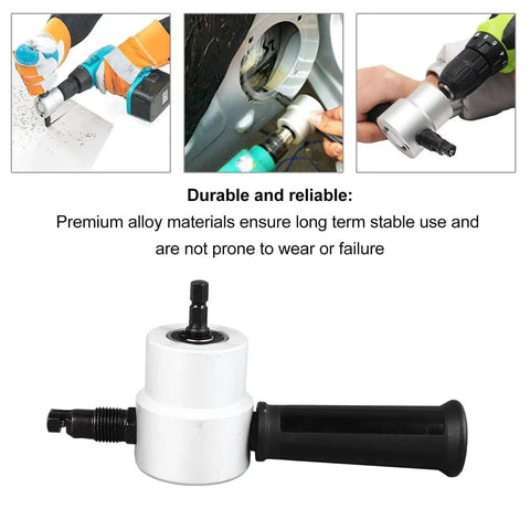 Double Head Sheet Metal Cutter With 360 Degree Nibbler Drill Attachment and durable alloy build for precise metal cuts