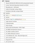 Table showing contents of All In One ESP32 Starter Kit With Sensors Display And Modules For Arduino IDE And MicroPython 20 In 1 Electronics Kit.