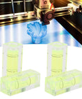 Small Spirit Level Square Bubble Level High Optical Transparency Material displayed near 3D printer, showcasing its precise measurement features.