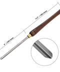 Three Eighths Inch HSS Bowl Gouge Lathe Chisel Set With 9 Inch High Speed Steel Blades, Thirteen Point Three Inch Teak Wood Handle, close-up view