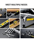 All-In-One 108-Piece Socket Wrench Auto Repair Tool Set With Heavy-Duty Hand Tools And Storage Case displayed with various tools.