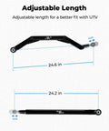 Rear Radius Arms For Polaris RZR XP 1000 2014 To 2023 Beefed Up Ground Clearance And Smoother Off Road Ride Heavy Duty Rear Suspension Arms Improve Obstacle Clearance And Undercarriage Protection, adjustable black steel UTV arms, 24.6 in and 24.2 in