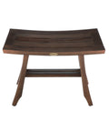 Satori Teak Shower Bench for Adults and Seniors, 24 Inch Compact Bath Seat with Brown Finish and Slatted Seat, Front View