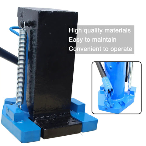 Heavy Duty Hydraulic Toe Jack 15 Ton Low Profile Floor Jack with thick steel base, blue accents, and ergonomic handle.