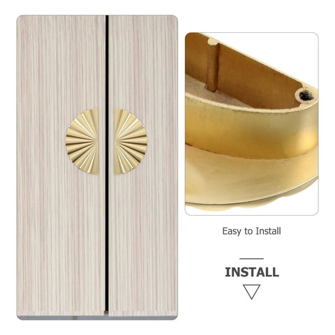 Antique Gold Semi Circle Cabinet Pulls Set Of 2 With 64mm Hole Spacing Zinc Alloy Drawer Handles For Kitchen Cabinets installation detail