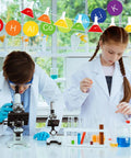 Science Banner Garland Set For Back To School Party Decor 5 Pcs Hanging Lab Theme Ornaments with kids in lab coats