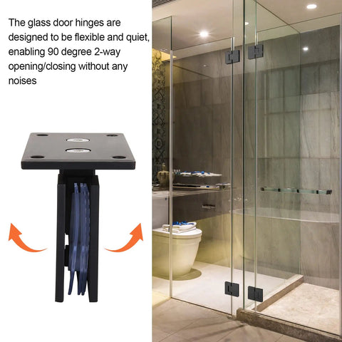 Bathroom with 2 Pack Glass Shower Door Hinges With Mounting Hardware In Black for 3/8 to 1/2 Inch Glass Stainless Steel 90 Degree
