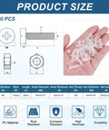 Slick 20 Pack M5 X 20mm Clear Acrylic Screws And Hex Nuts in hand showing size dimensions and details for DIY electronic fixes.