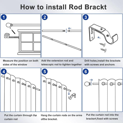 Installation guide for Heavy Duty Black Curtain Rod Set For Windows 45 To 48 Inches With Matte Black Lamp Style Finials