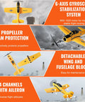 Realistic 2.4Ghz 4 Channel RC Plane With 6 Axis Gyro Stabilizer And Two Batteries Ready To Fly T28 Trainer Aircraft features
